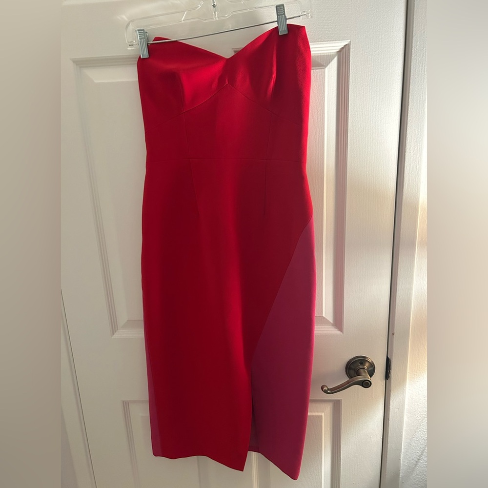 Jill Stuart Strapless Red and Pink Cocktail Dress